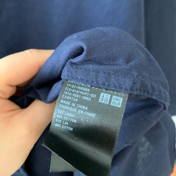 Uniqlo Navy Long Linen Coat - Picture 3 of 6